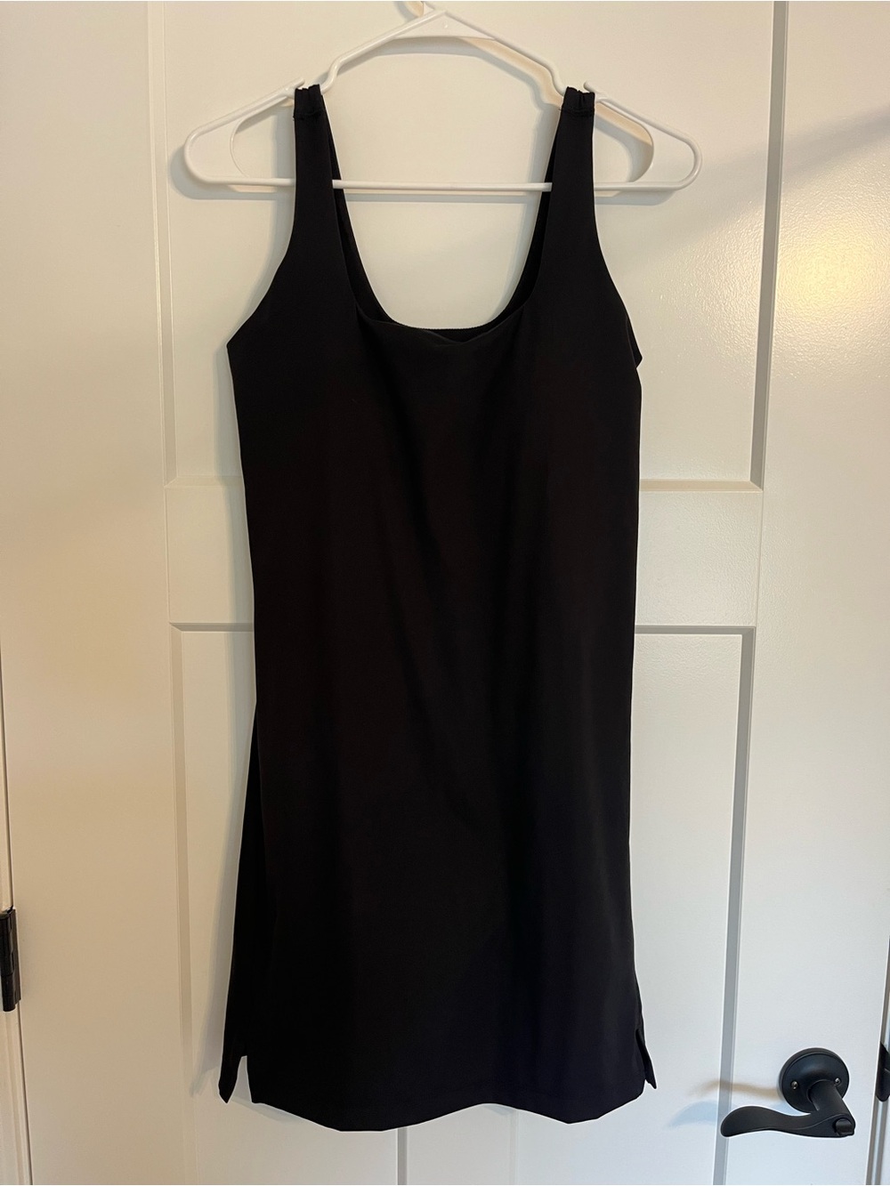 Old Navy PowerSoft Square-Neck Athletic Dress Black Built-In-Bra Size L - Picture 1 of 3